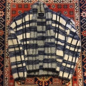 Anthro La Fee Verte Fuzzy Plaid Open Cardigan